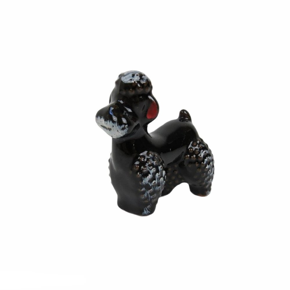 Vintage Black Poodle Ceramic Figurine